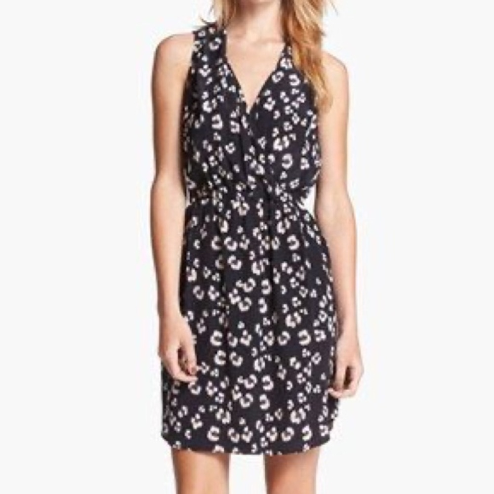 Rebecca Taylor Black, Purple, and White Cheetah Print Silk Mini Dress
